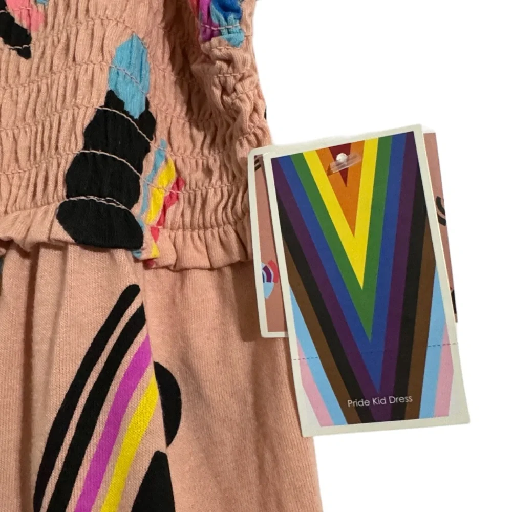 NWT Target Pride Kids' Sleeveless Abstract Rainbow A-Line Dress - Pink M
